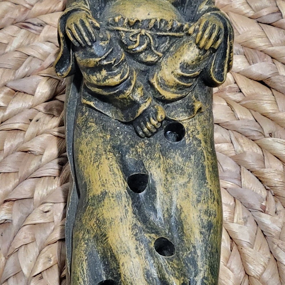 Chinese Buddah meditation incense burner brown poly resin - Picture 3 of 8